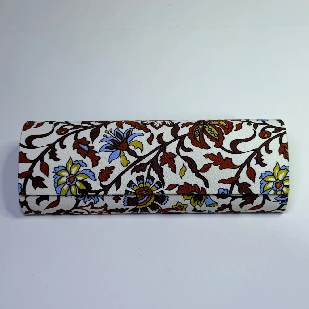 Vera Bradley Floral Paisley Hard Shell Eyeglass Case Blue Yellow Brown White